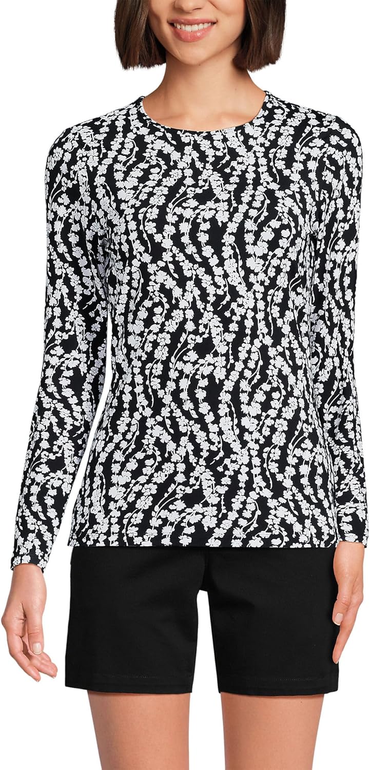 Lands' End Women's Long Sleeve Crewneck Sunshade UPF50 Quick Dry Garden Tee