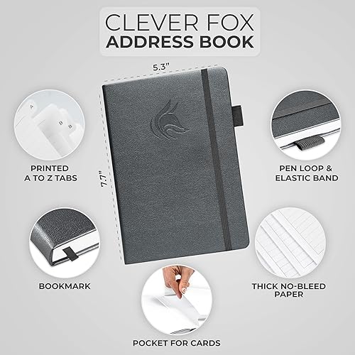 Miniatura 2 de Clever Fox Libreta de direcciones con pestañas alfabéticas, teléfono de piel sintética y libreta de direcciones para mantener los contactos seguros,