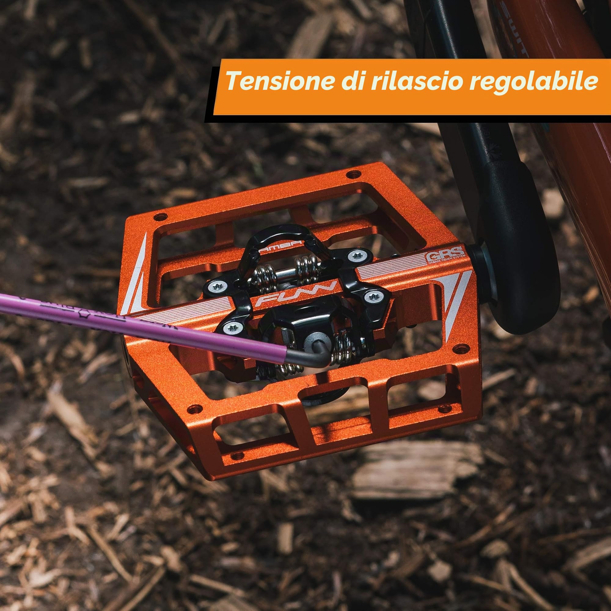 Funn Mamba Pedali Automatici MTB, Singolo Lato, Tacchette SPD | corpo lega 6061 CNC, asse CrMo 9/16, cuscinetto sigillato con boccola DU, per BMX e gravel