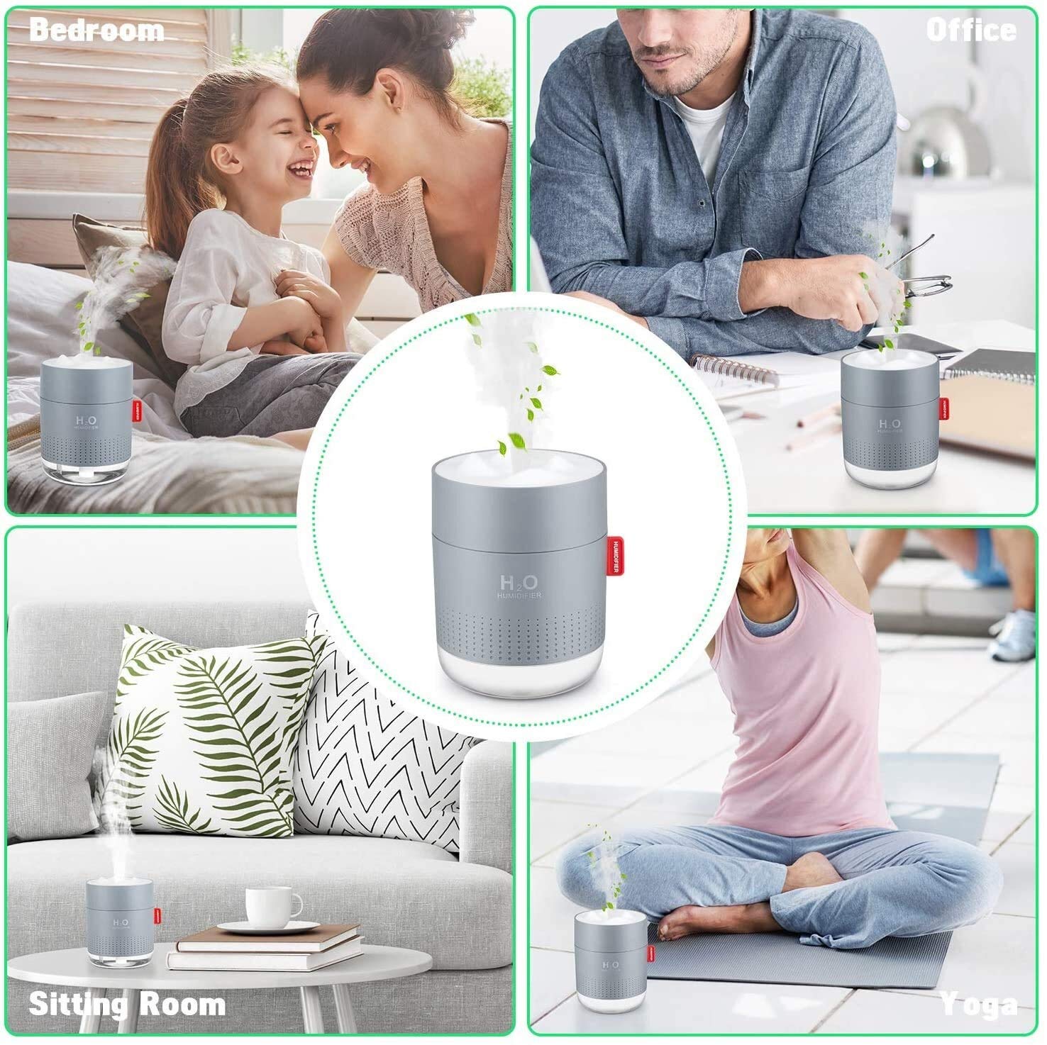 Domésticos Humidificador de Niebla Fresca, humidificadores de Aire de 500 ml con luz de Noche for la Oficina de la habitación de los niños del hogar del Dormitorio