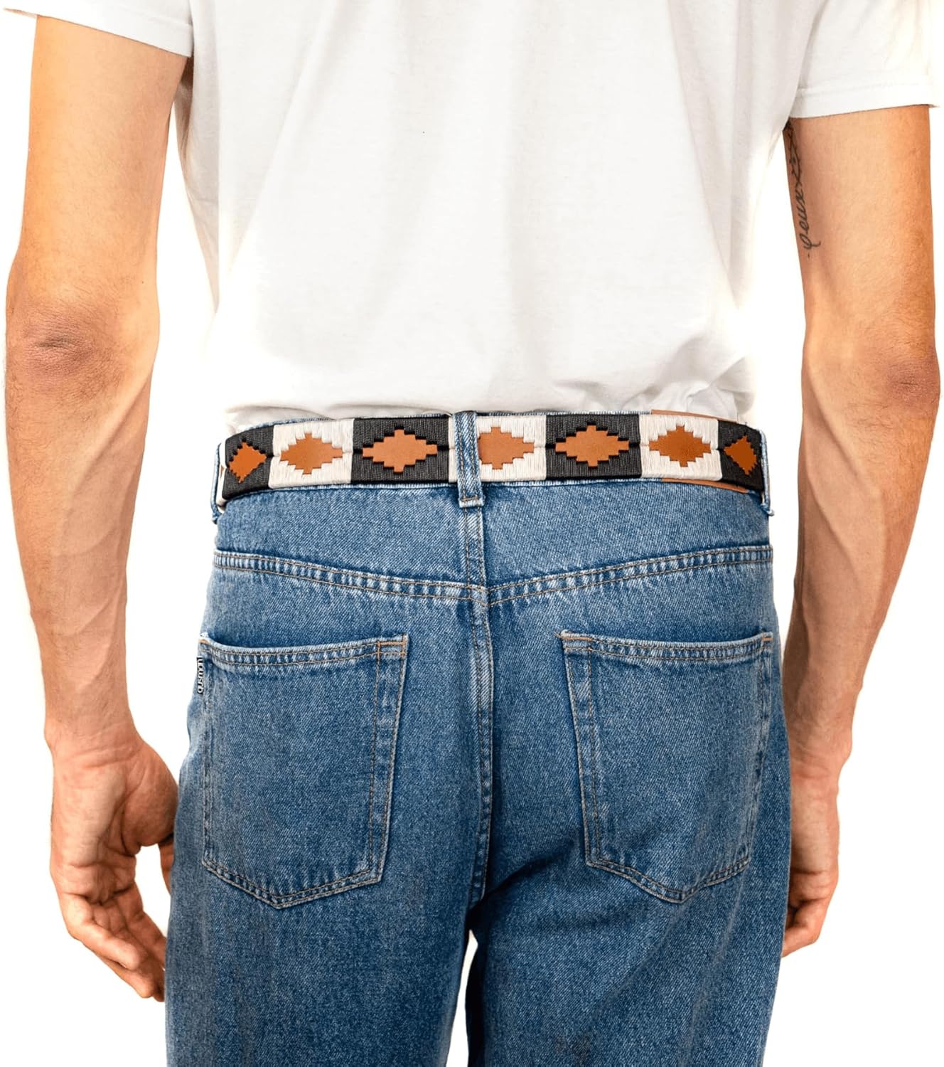 GauchoLife Embroidered Leather Polo Belt – Hand-Stitched Gaucho Style Golf Belt for Men