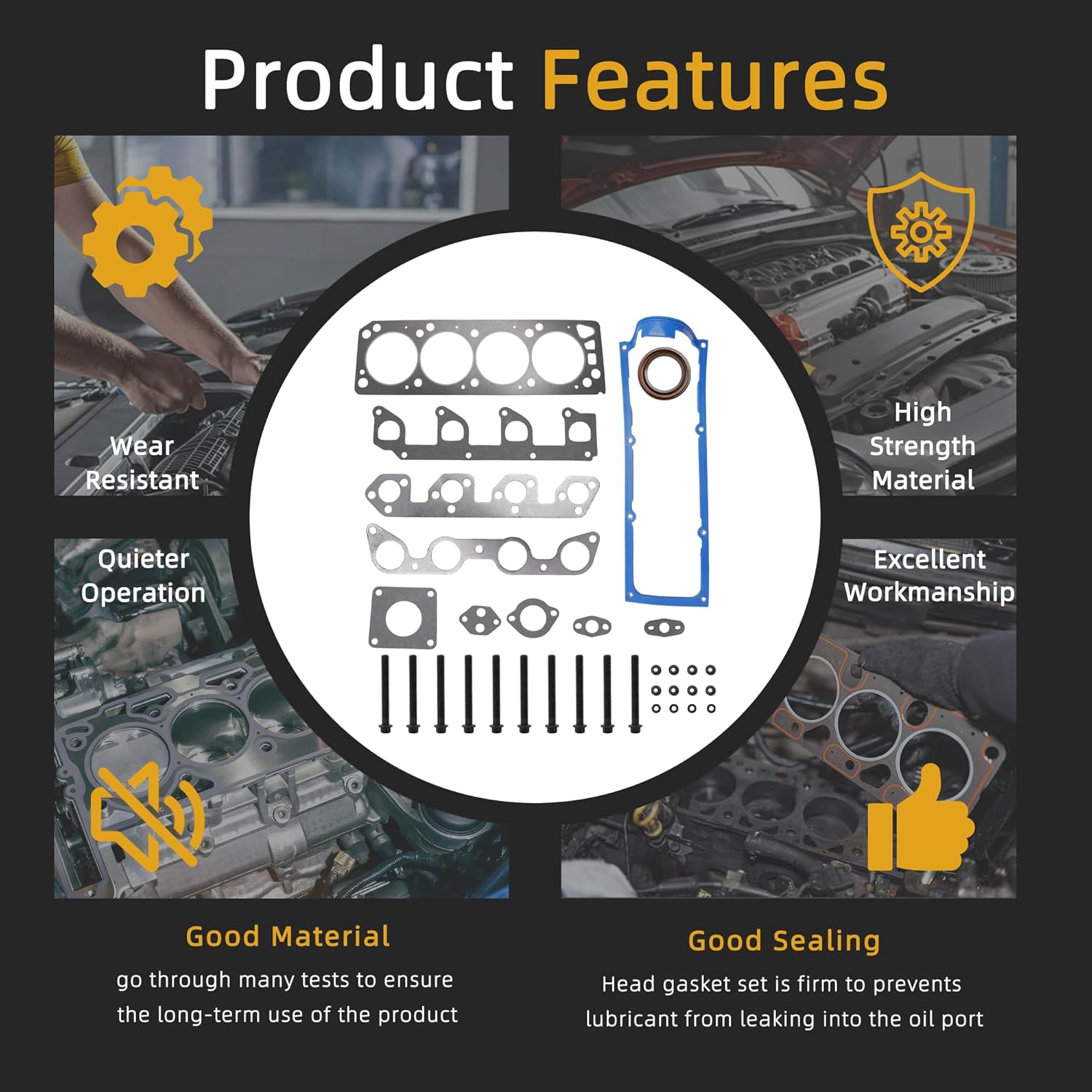 Engine Valve Cover & Head Gasket with Bolt Kit, for Ford Ranger 1995-1997 2.3L, for Ranger 1998 2.5L, for Mazda 1998 2.5L, HS8993PT7, CPWK417, HGB448, HGS448