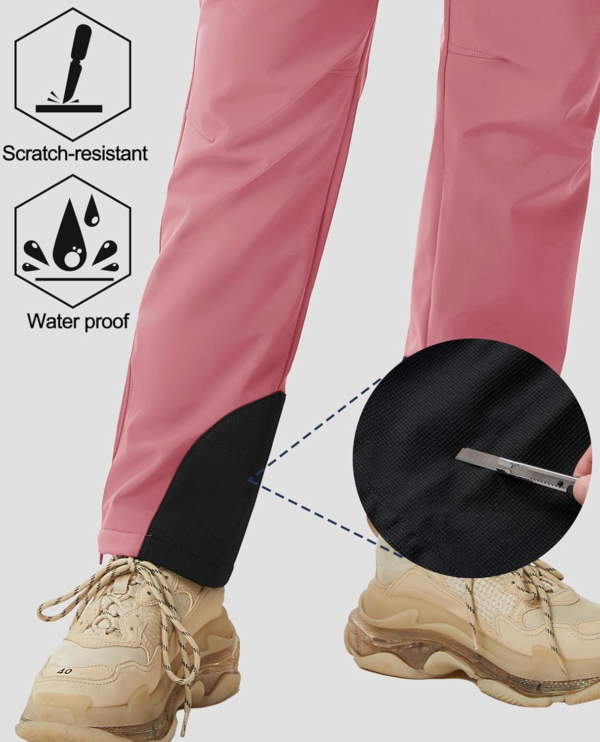 MAGCOMSEN Women's Fleece Lined Winter Hiking Pants Waterproof Insulated Ski Snow Pants Outdoor Hunting Softshell Pants