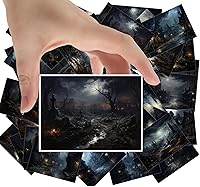 Vista 1 de Large Stickers 24 pcs (2.5"x3.5" Each) Sinister Landscapes of Creepy Graveyards at Night Vintage Halloween Postcards Retro Greeting Card Book