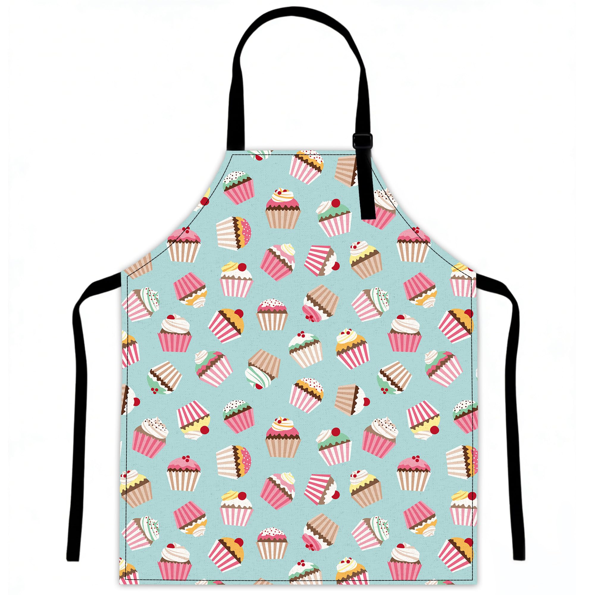 Lqebuy Women's Cute Cupcake Aprons For Kitchen Cooking Apron Adjustable Bib For Bbq Coffee House Home Restaurant Craft Garden