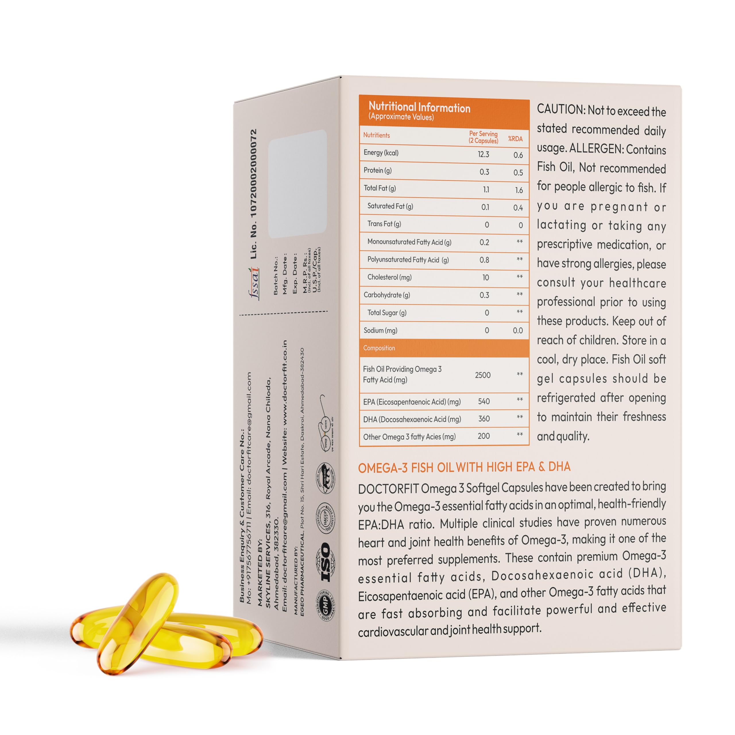 DOCTORFIT Omega 3 Fish Oil 2500mg Triple Strength | 540mg EPA & 360mg DHA | Heart, Brain & Joint Health Support | Lab-Tested for Heavy Metals | 30 Softgel Capsules — Amazon image 5