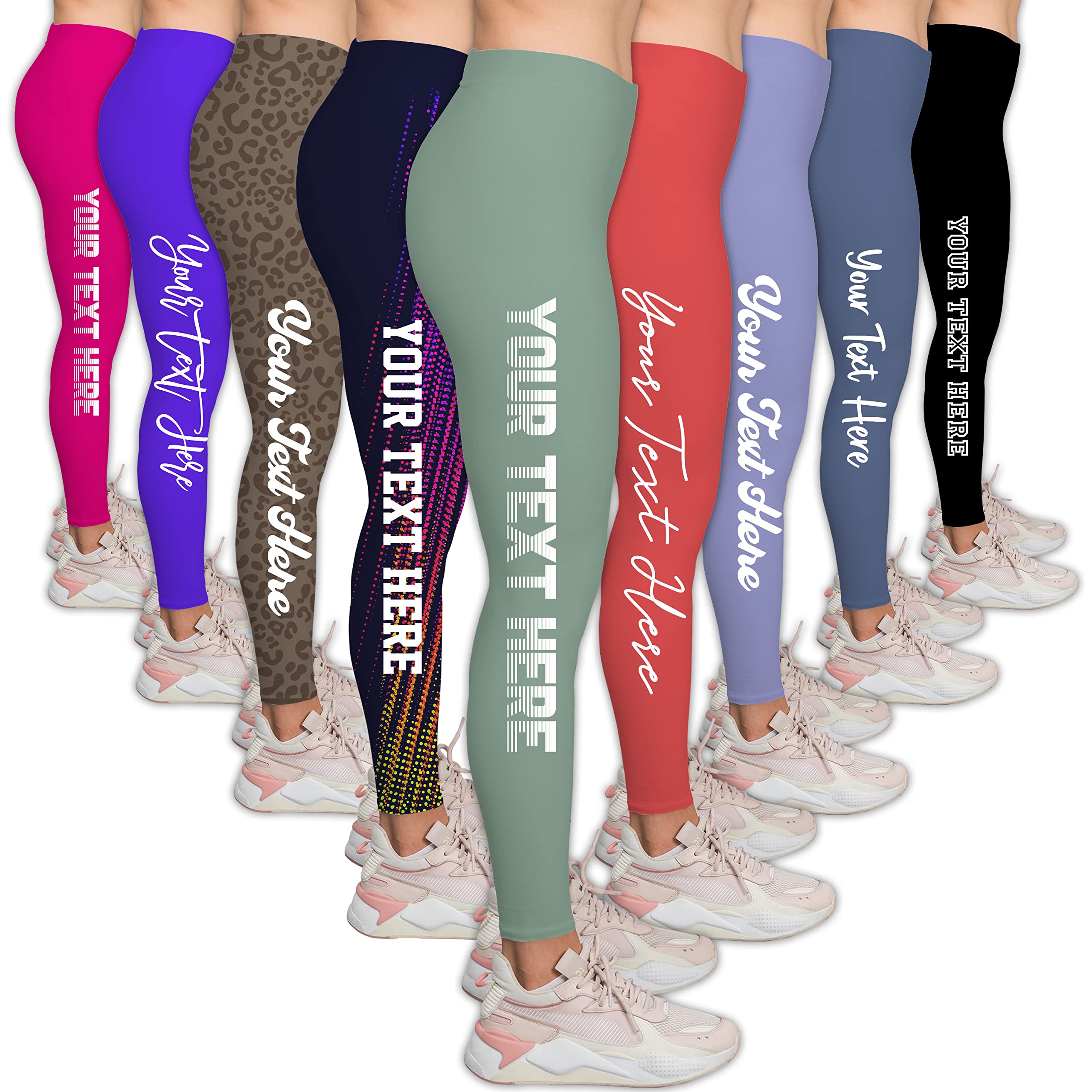 Custom Leggings - Personalized Design Your Own Yoga Pants - Customized Text Workout Leggings - Large Multicolor