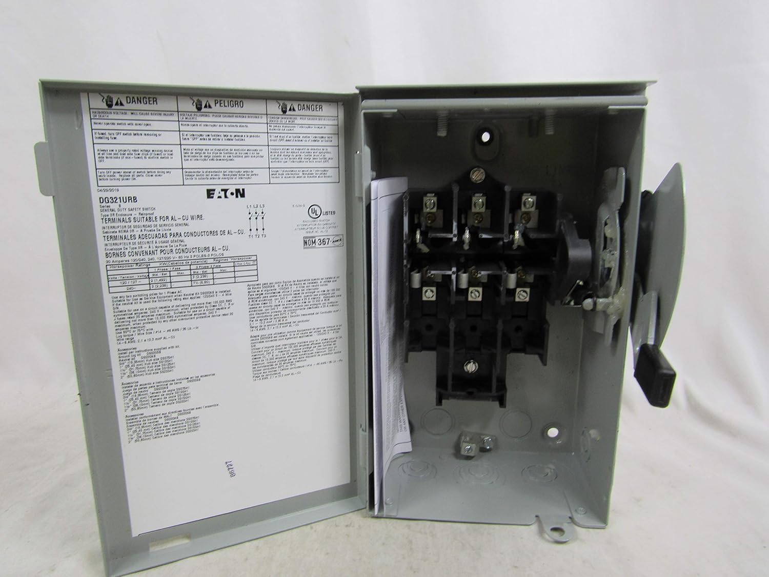 Eaton DG321URB 30A, 3P, 240V, GD Safety Switch, NEMA 3R