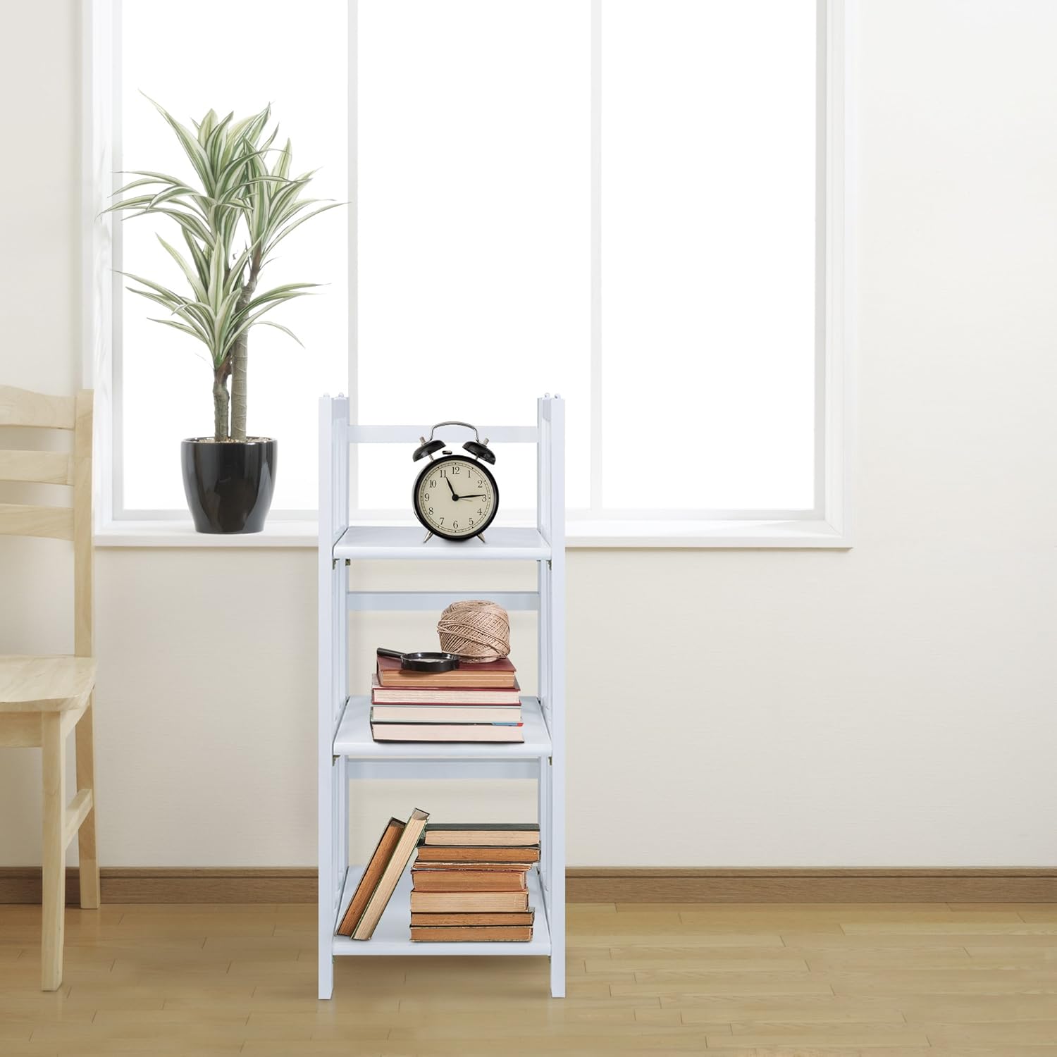 Casual Home 3-Shelf Folding Bookcase, 14" Wide, White