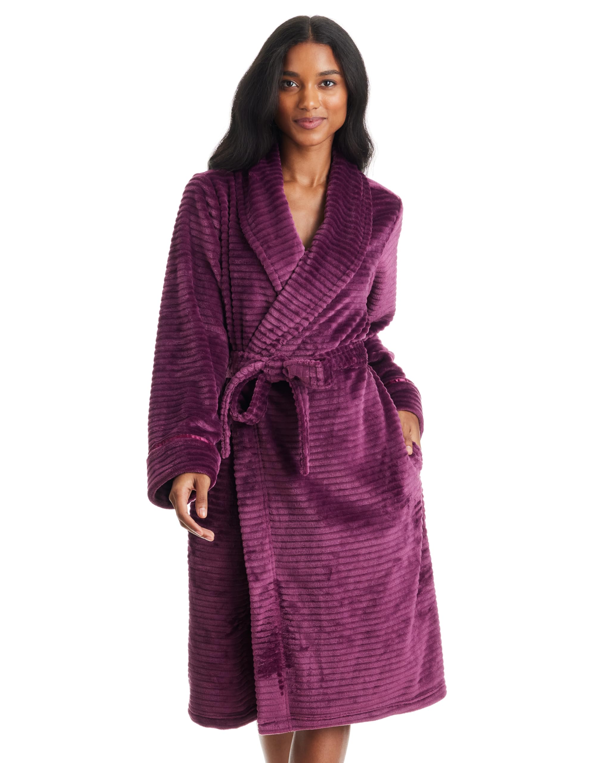 TAHARI Womens Corduroy Plush Robe - Corded Plush Bathrobe - Womens Robes Long