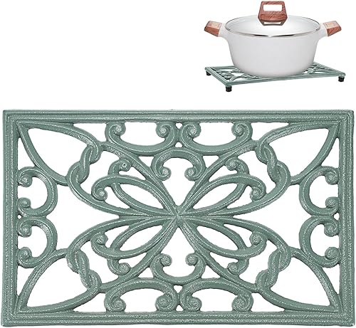 Miniatura 8 de Sumnacon Salvamanteles de hierro fundido de 9.4 x 6.1 pulgadas, resistente al calor, salvamanteles de hierro para platos calientes, tetera,