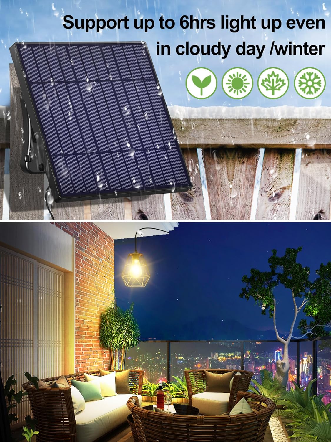 intelamp Solar Pendant Lights Indoor Outdoor, 4000mAh Gazebo Shed Chandeliers with Remote Dust to Dawn Mode 16.4Ft Hanging Lighting Interior for Outside Barns Toolsheds Chicken Coop