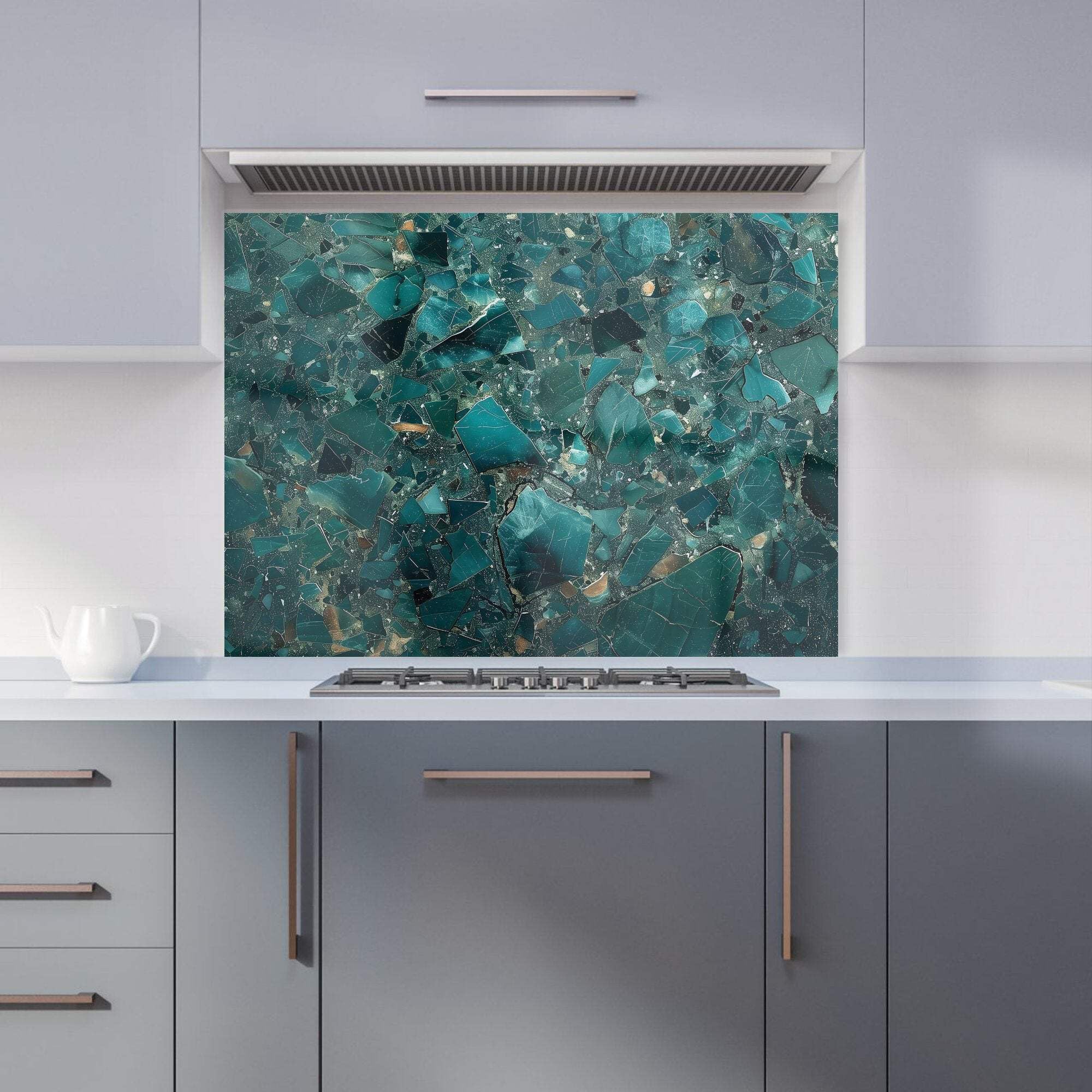 Warren Reed - Kitchen Splashback - Quartz Effect Glass - 65 x 90cm - Teal