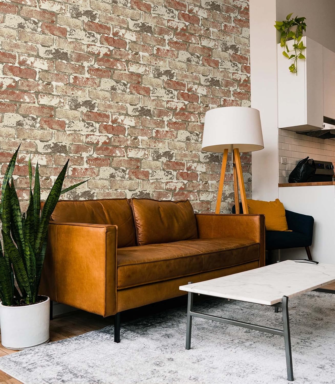 NextWall Weathered Faux Red Brick Peel and Stick Wallpaper