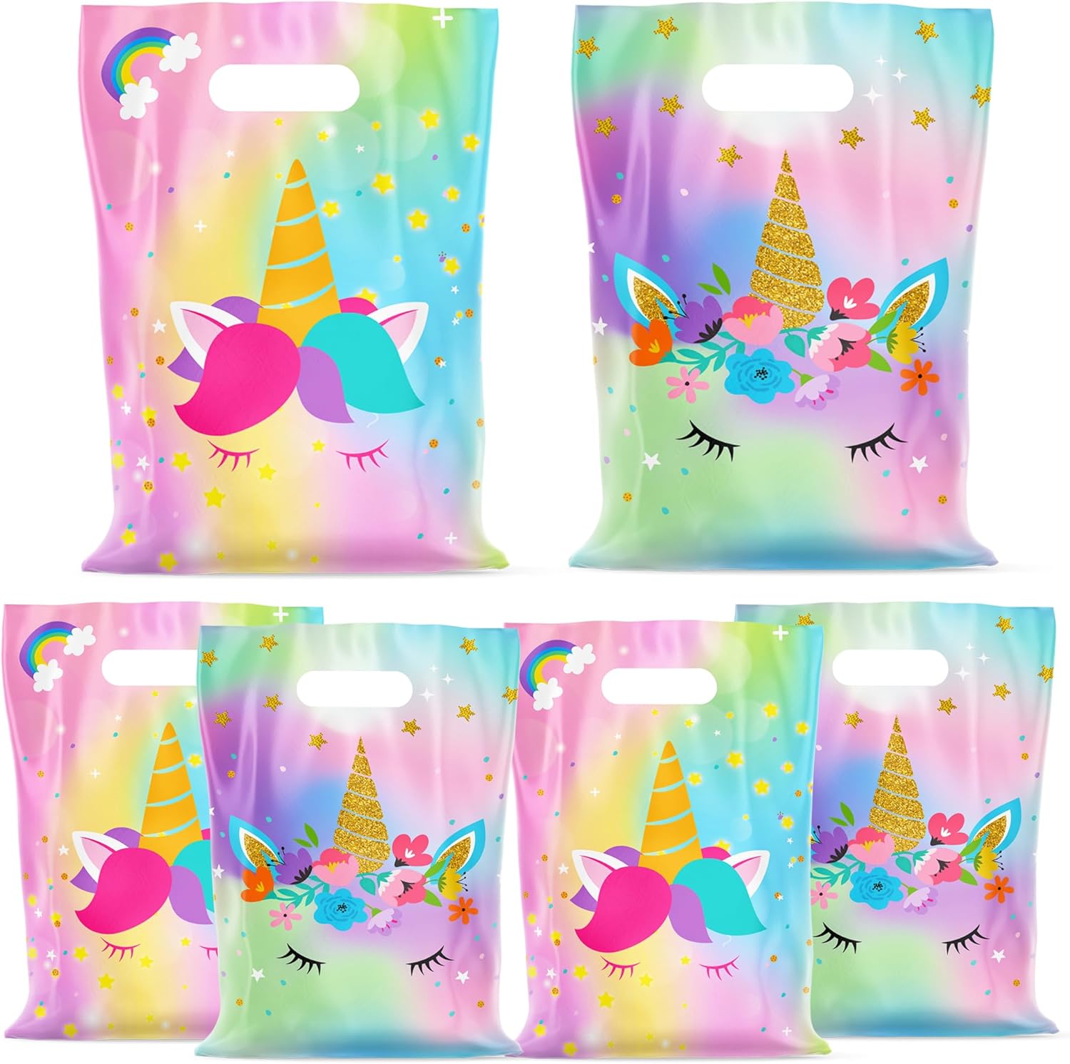 Haxpacal Rainbow Horse Party Favors Bags (50Pcs), Colorful Horse Gift Bag for Cartoon Birthday Favor Treat Goodie Candy Bags, Colorful Horse Birthday Party Supplies