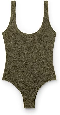 CALZEDONIA Womans High Cut One Piece Swimsuit Crinkle Waves