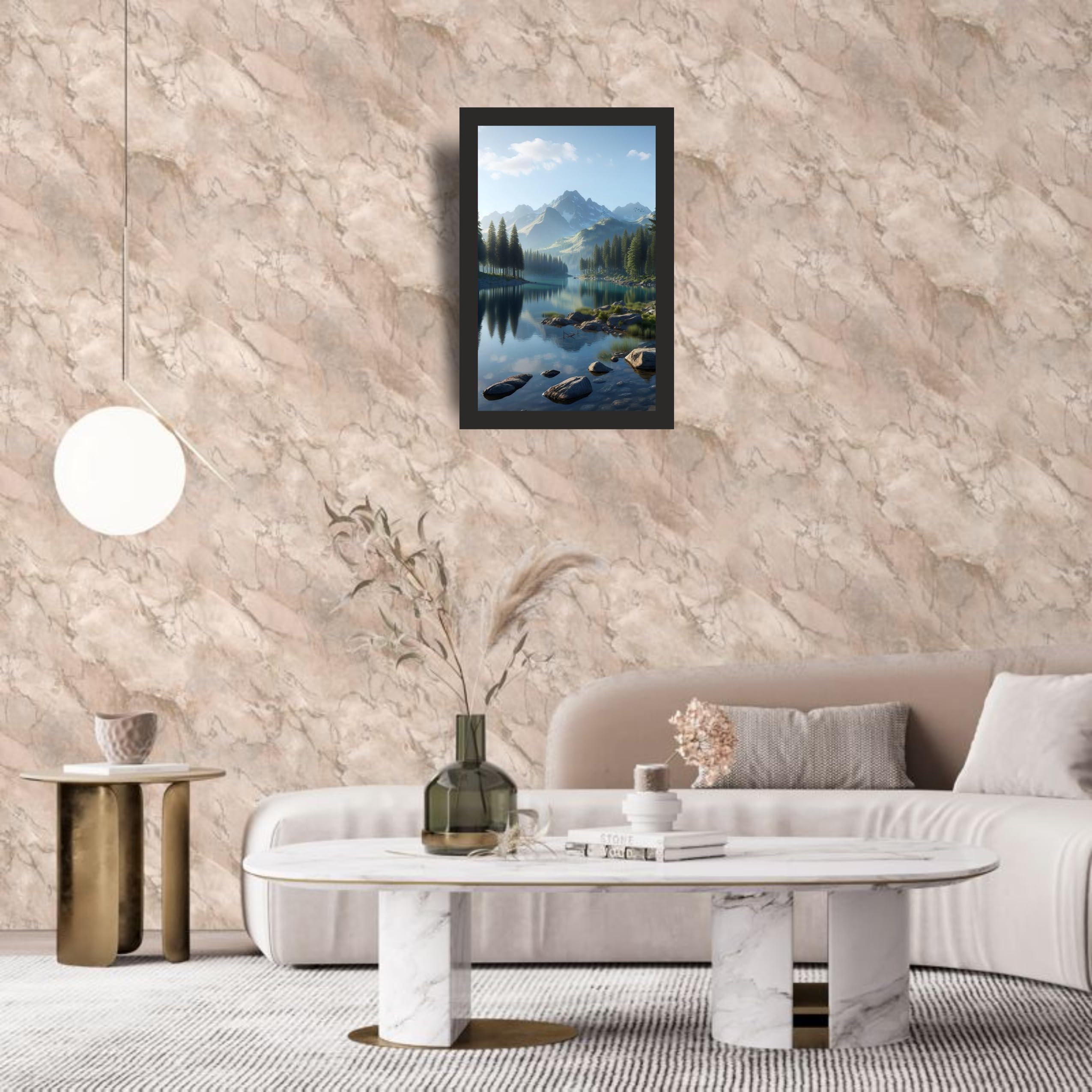 Alpine Lake Mountain Wall Art Frame 12x18 Inch