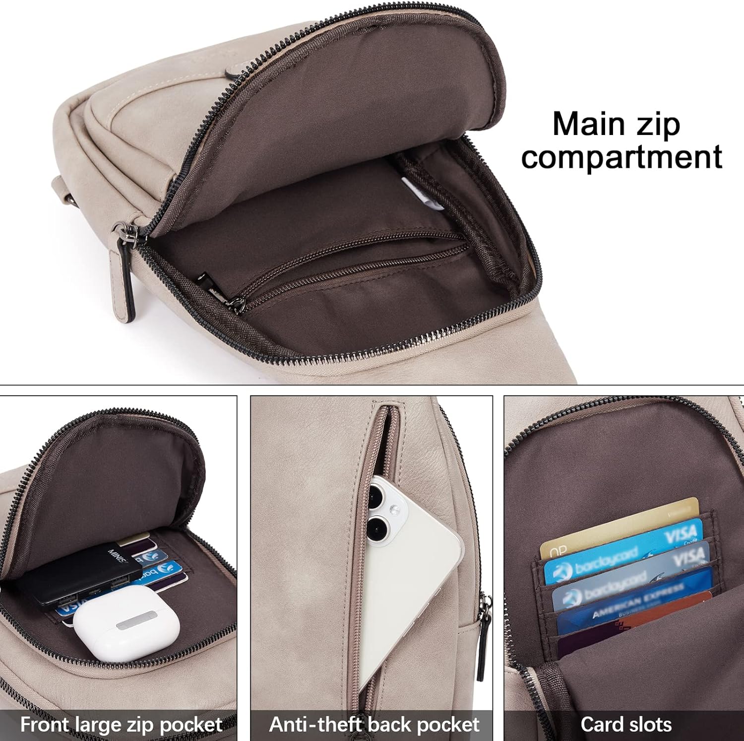 CLUCI Crossbody Bags for Women Men,Leather Sling Bag Cross Body Backpack for Woman Gifts for Women Birthday Unique - Image 5