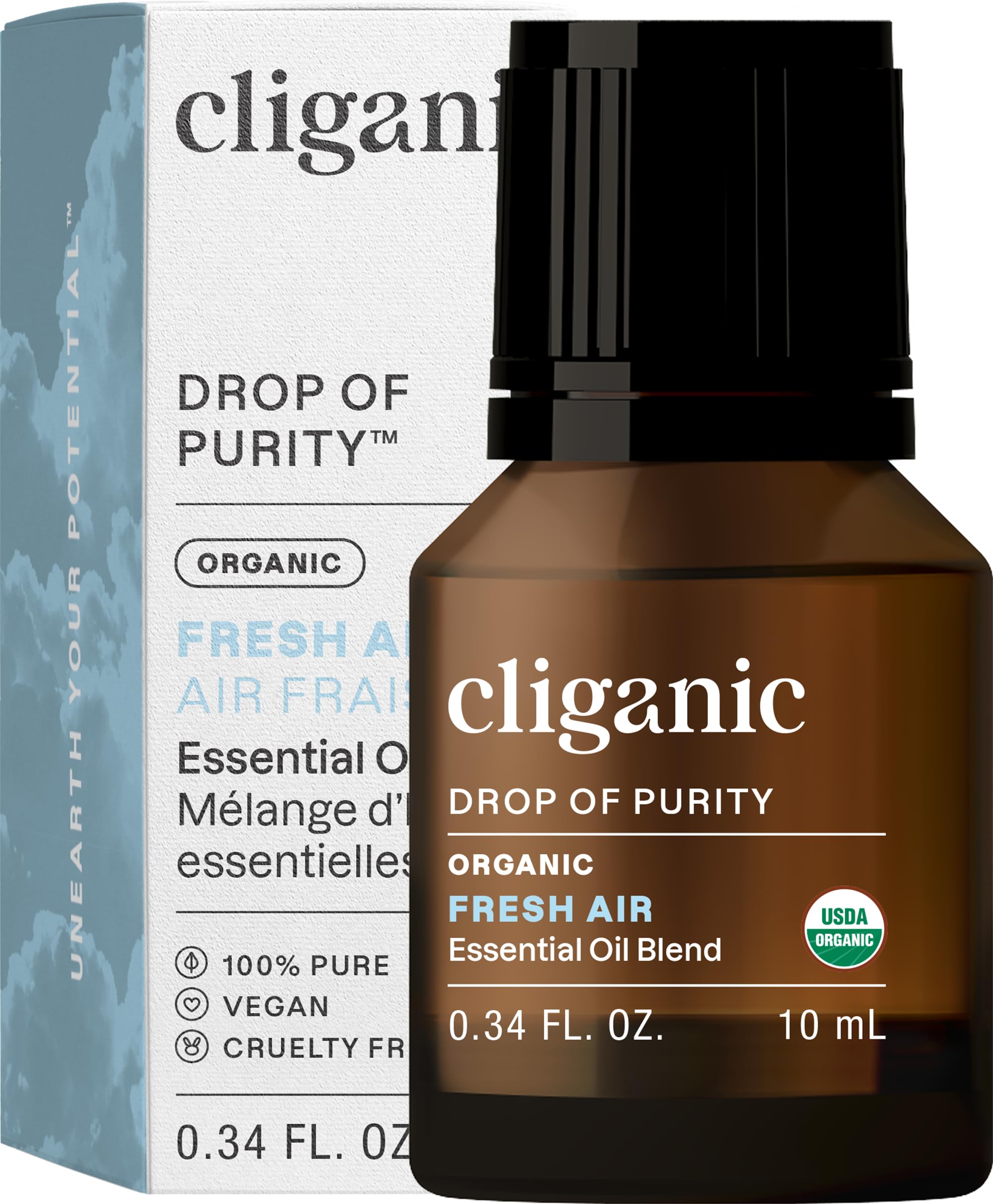 Cliganic Organic Essential Oils Blend - Fresh Air - Drop of Purity | Natural Aromatherapy Oil for Diffuser