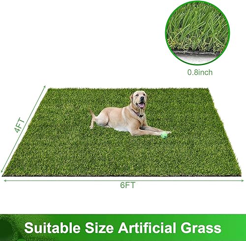 Miniatura 10 de Ileading Alfombra de césped artificial realista para exteriores, 2 x 8 pies, césped artificial, suave, alfombra de césped sintético largo, alfombra