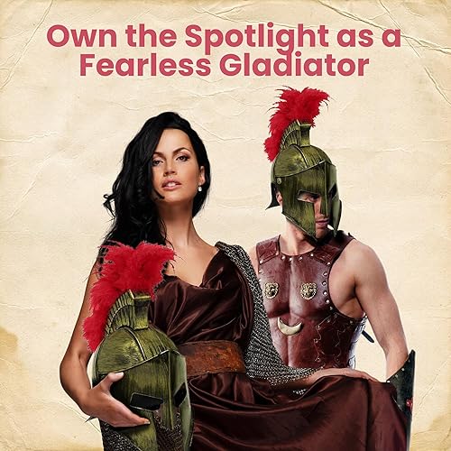 Miniatura 26 de Nicky Bigs Novelties Casco medieval de caballero griego espartano, disfraz de gladiador dorado, casco romano con máscara facial plegable