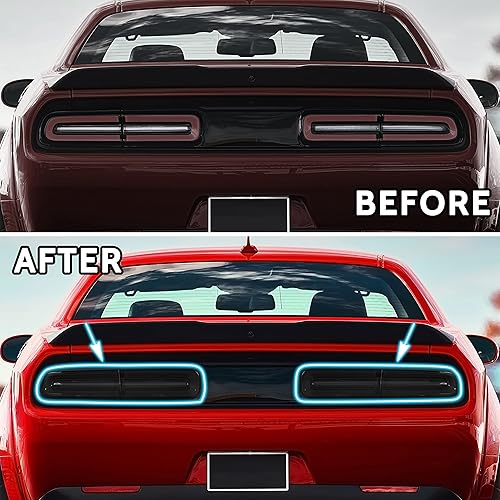 Miniatura 5 de KEWISAUTO Cubierta de luz trasera para Dodge Challenger 2015-2023, cubiertas de lámpara de luz trasera, decoración para accesorios Dodge Challenger