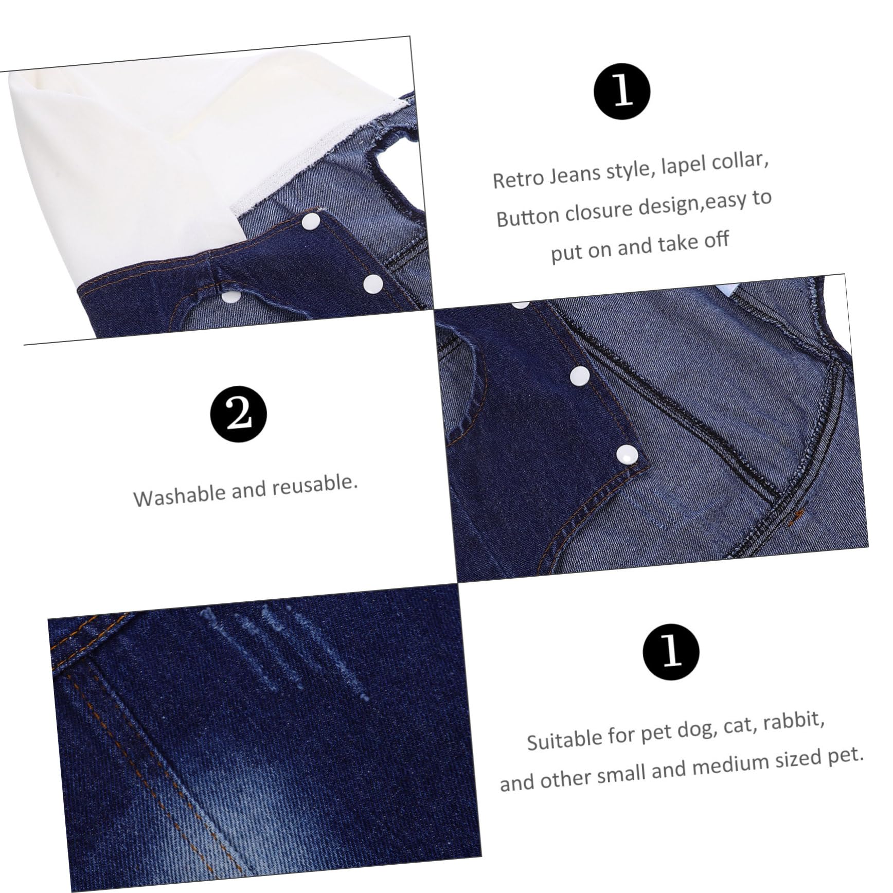 Sosoport Lot De 3 Gilets en Jean pour Chien Et Chat Vêtements pour Animaux De Compagnie Gilet Cool Taille XXL Bonnet Tricoté Fournitures pour Animaux De Compagnie