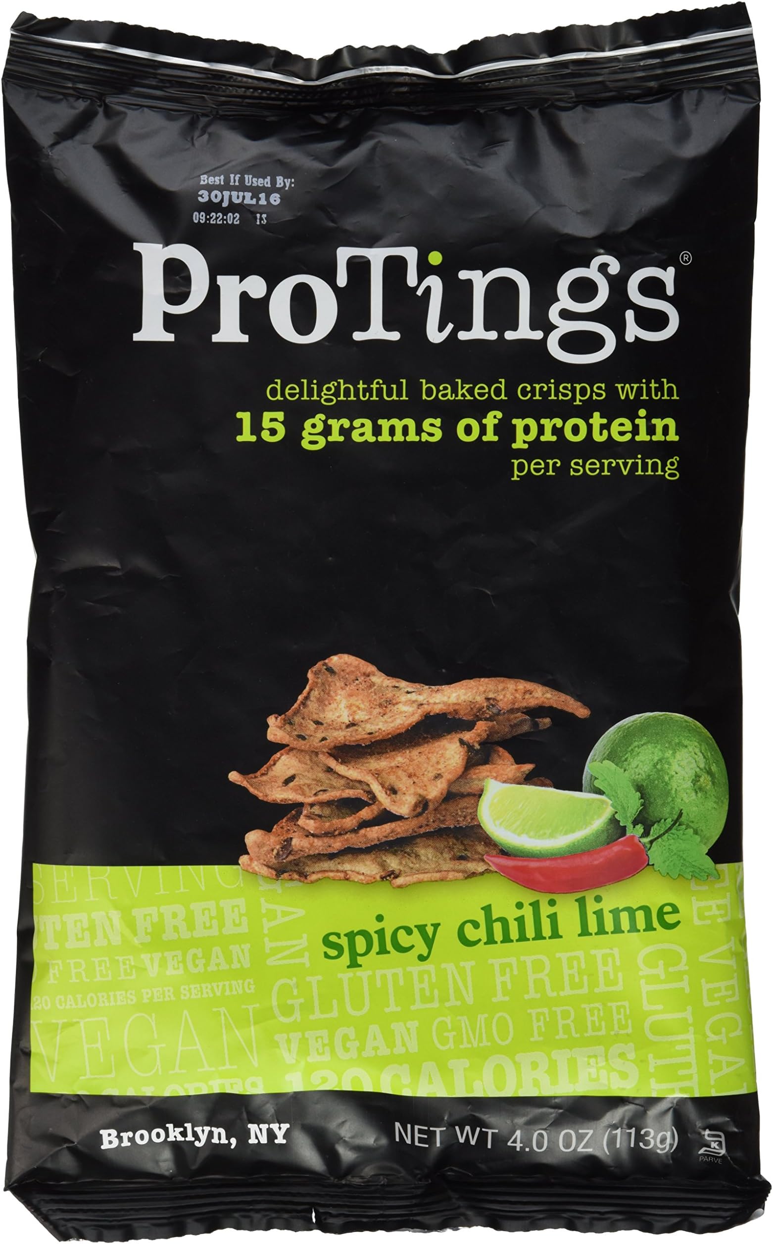 ProTings Protein Chips, Spicy Chili Lime (4.0 oz), Multi-Serving Bag