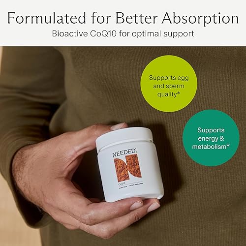 Miniatura 3 de Needed. Suplemento de CoQ10 de 200 mg - Ubiquinol de 200 mg para mujeres y hombres  Suplemento de salud preconcepcional de coenzima Q10, sin OGM,