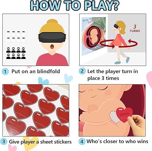 Miniatura 4 de Juegos de baby shower, recuerdos de fiesta, pin the heart en los juegos del bebé, decoraciones de baby shower, suministros de fiesta de cumpleaños