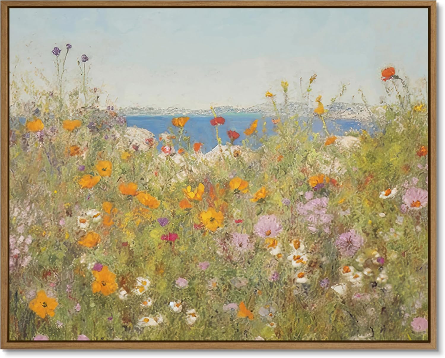 Gardenia Art Framed Wildflower Seaside Landscape Wall Art