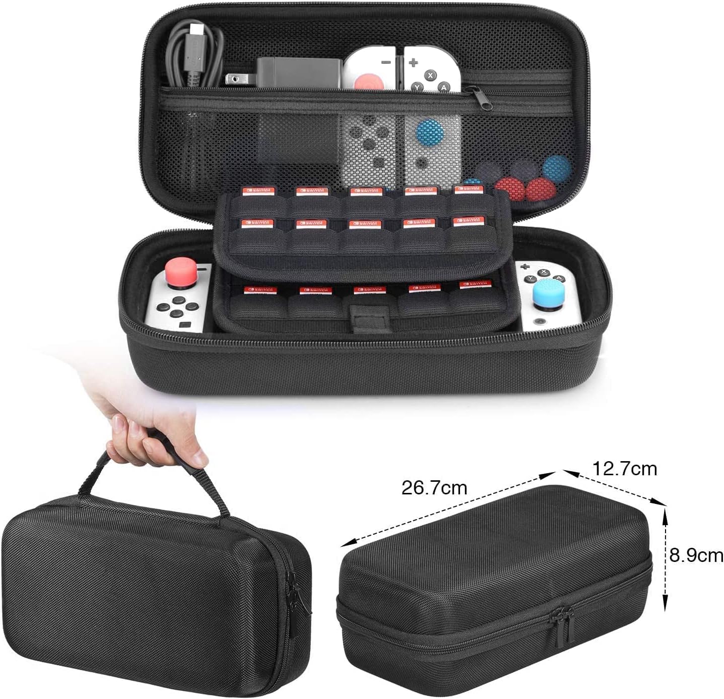 Big Sale HEYSTOP Switch Carrying Case Compatible with Nintendo Switch, Portable Travel Case with Screen Protector, 6Thumb Caps and PlayStand, Case for Nintendo Switch Accessories and Games, (Red/White) Limited Stock HEYSTOP Switch Carrying Case Compatible with Nintendo Switch, Portable Travel Case with Screen Protector, 6Thumb Caps and PlayStand, Case for Nintendo Switch Accessories and Games, (Red/White)