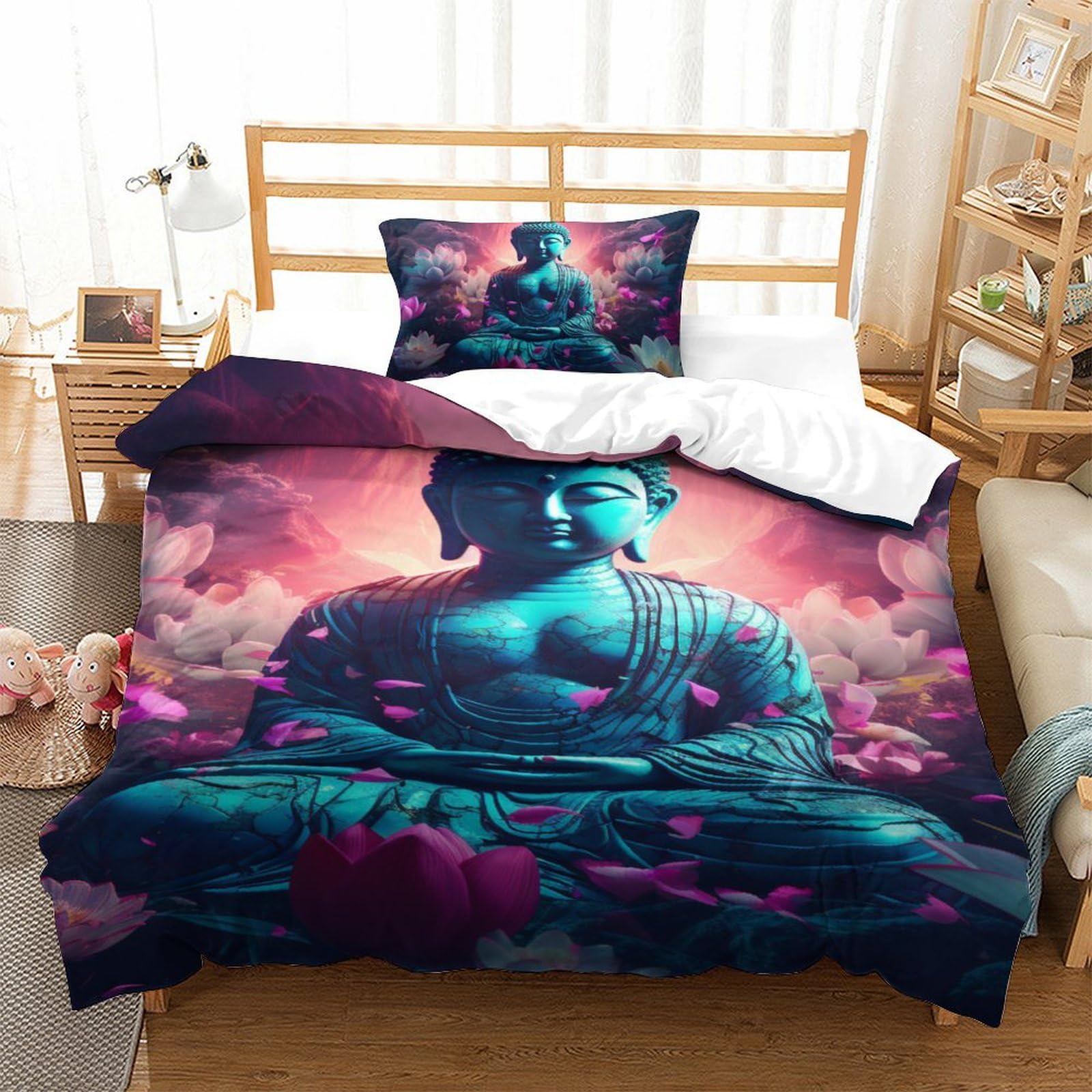 Housse de couette Bouddha 135x200cm parure de lit cadeau pour ado zen