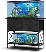 FILKO 40-50 Gallon Fish Tank Stand - Sturdy Metal Aquarium Stand with Storage Drawers, 660 lbs Capacity for Reptile Turtle Terrariums, 36.6x18.8"