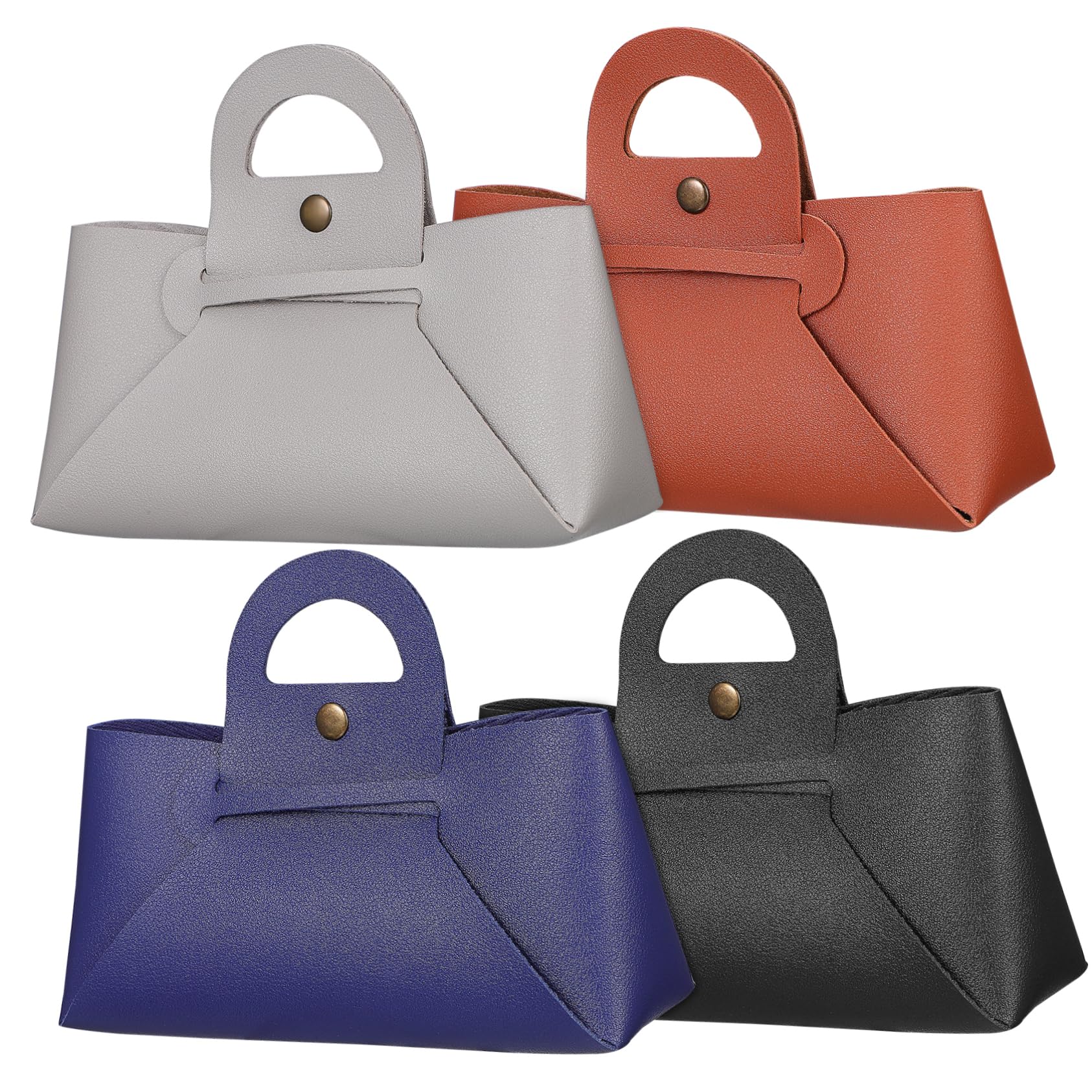 VALICLUD Set da 4 Custodie Occhiali in Pelle Pu con Chiusura a Bottone, Organizer per Occhiali da Sole Portatile per Feste Estive, Attività All'aperto e Viaggio