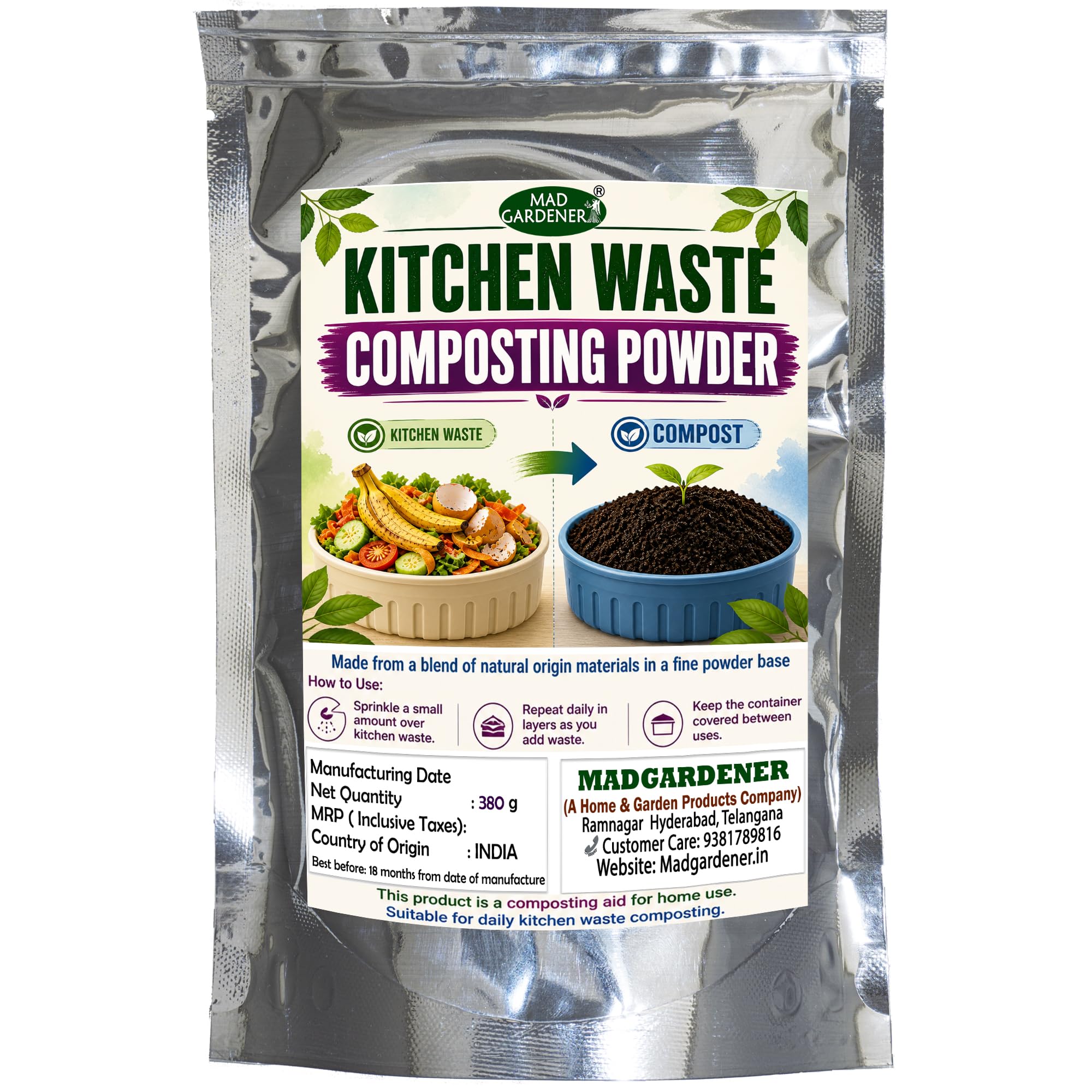 Kitchen Waste Composting Powder 380 g for Home Composting, Fine Powder for Daily Kitchen Waste Handling, Suitable for Compost Containers.-image-12