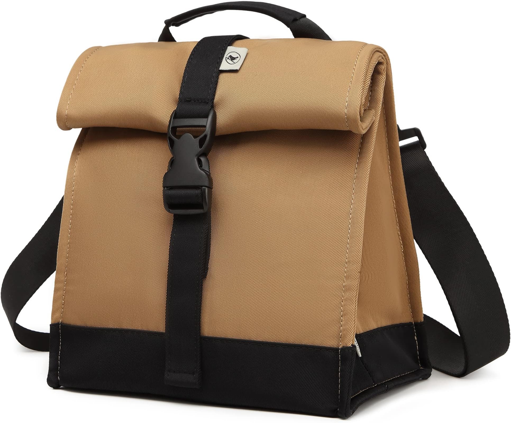 - SUNNY BIRD Insulated Lunch Bag Rolltop Lunch Box Tote Bag for Women, Men, Adults and Teens (Brown)