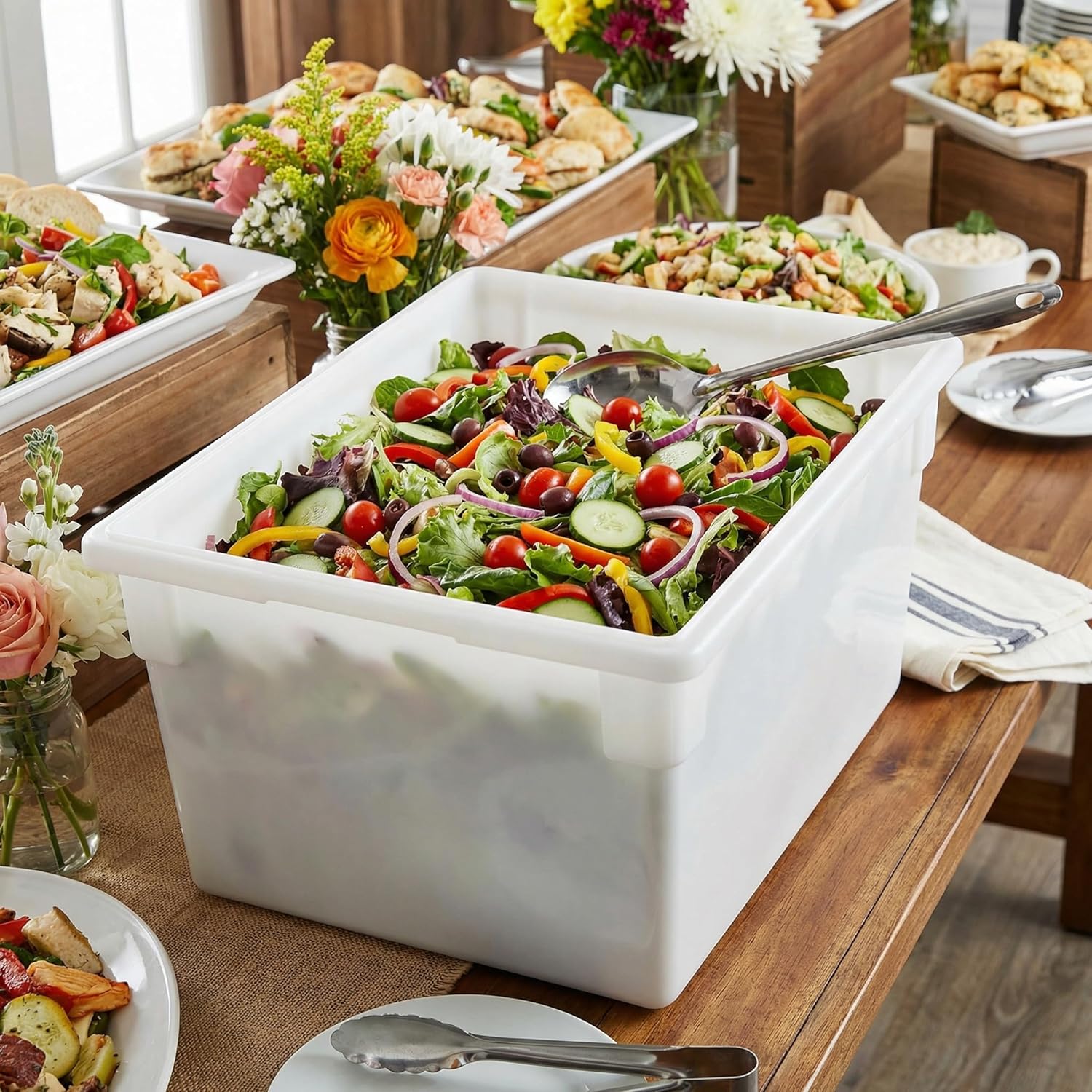 Carlisle FoodService Products Storplus Food Storage Container with Stackable Design for Catering, Buffets, Restaurants, Polyethylene (Pe), 21.5 Gallon, White, 21.5 Gallon, 26" x 18" x 15"