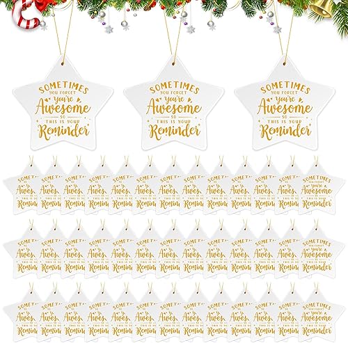 Vista 9 de Barydat 40 piezas de regalos de agradecimiento para Navidad, adornos cerámicos, regalo de apreciación, presentes inspiradores, placa colgante