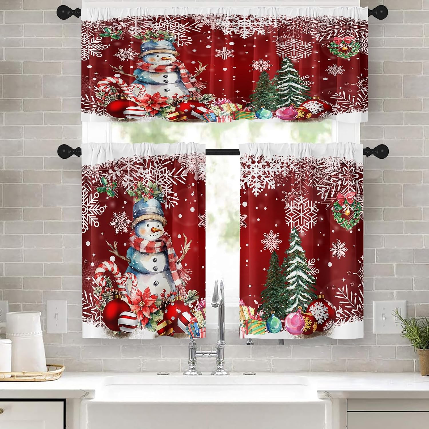 Tayney Christmas Kitchen Curtains Red Window Curtains and