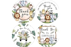 80 Wild Safari Thank You Stickers For Party