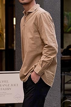 Amazon.co.jp: [キャバリア] シャツ メンズ 長袖 パナマ織 カプリ 無地