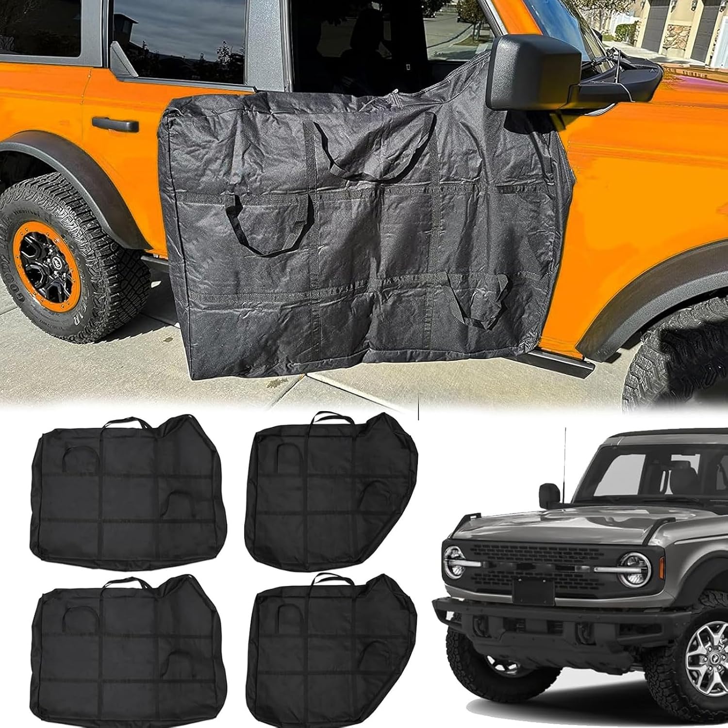 Door Storage Bag Fit for 2021-2026 Ford Bronco 4-Door Front and Rear Door Bags 4PC