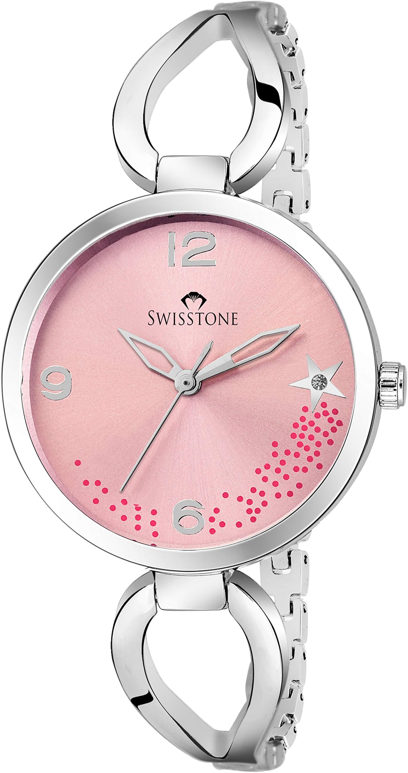 SWISSTONE DZL153 Silver Plated Bracelet Wrist Watch for Women