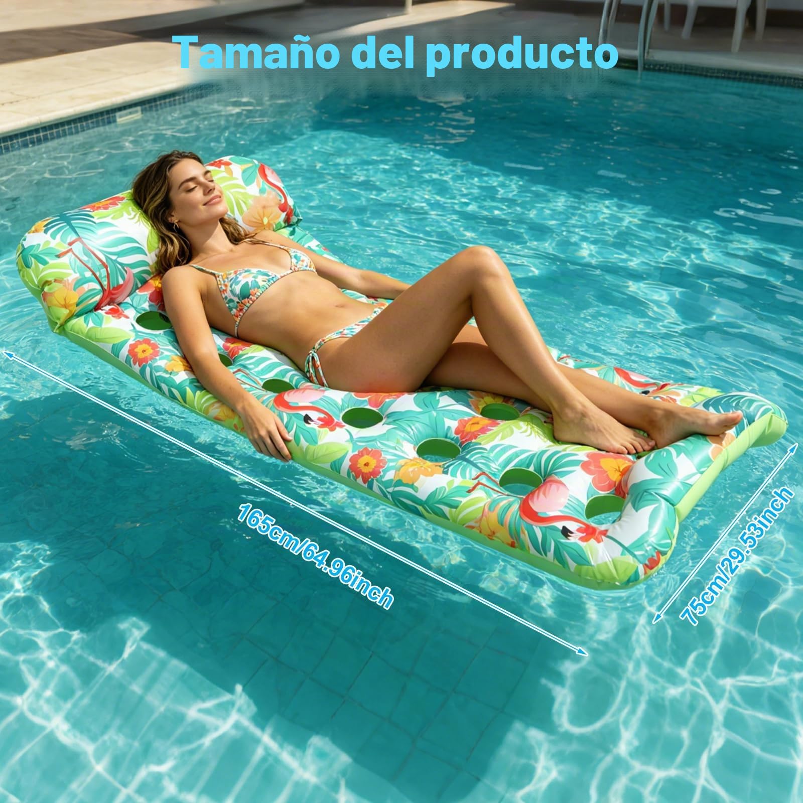 Colchón Hinchable de Playa con Agujeros, Flotador Piscina, Colchón Inflable para Piscina con Estructura de Malla, Flotadores Adultos Adecuado para Playas y Piscinas