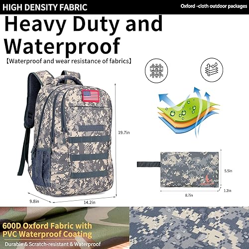 Miniatura 2 de outdoor plus Mochila de camuflaje, mochilas militares para niños para la escuela con puerto USB, bolsa de libros militar de 40L con puerto de carga