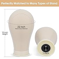 Vista 4 de Klvied - Cabeza de maniquí de 22 pulgadas de corcho y lona para pelucas, soporte para cabeza de maniquí para exhibición y kit de fabricación