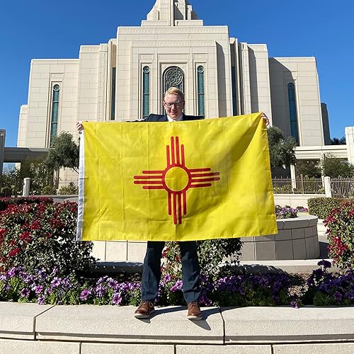 Miniatura 7 de Bandera del estado de Nuevo México, 3 x 5 pies, doble cara, 3 capas, poliéster, NM, banderas de Nuevo México con 2 ojales de latón