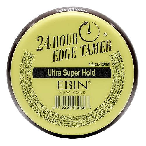 EBIN NEW YORK 24 Hour Edge Tamer Ultra Super Hold 4.0 fl oz4.1 fl oz Sin descamación, brillo suave, aceite de argán y ricino, gel de control de