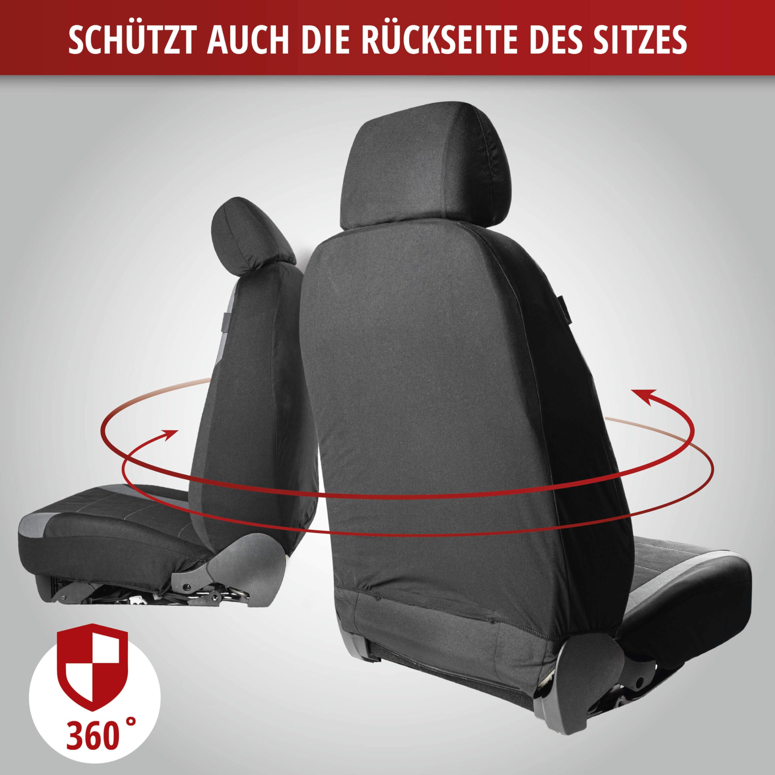 Walser Kompletny zestaw pokrowców na siedzenia samochodowe, z zamkiem błyskawicznym, Zipp-IT Premium na zwykłe siedzenia, 2 pokrowce na przednie siedzenia, 1 pokrowiec na tylne siedzenie
